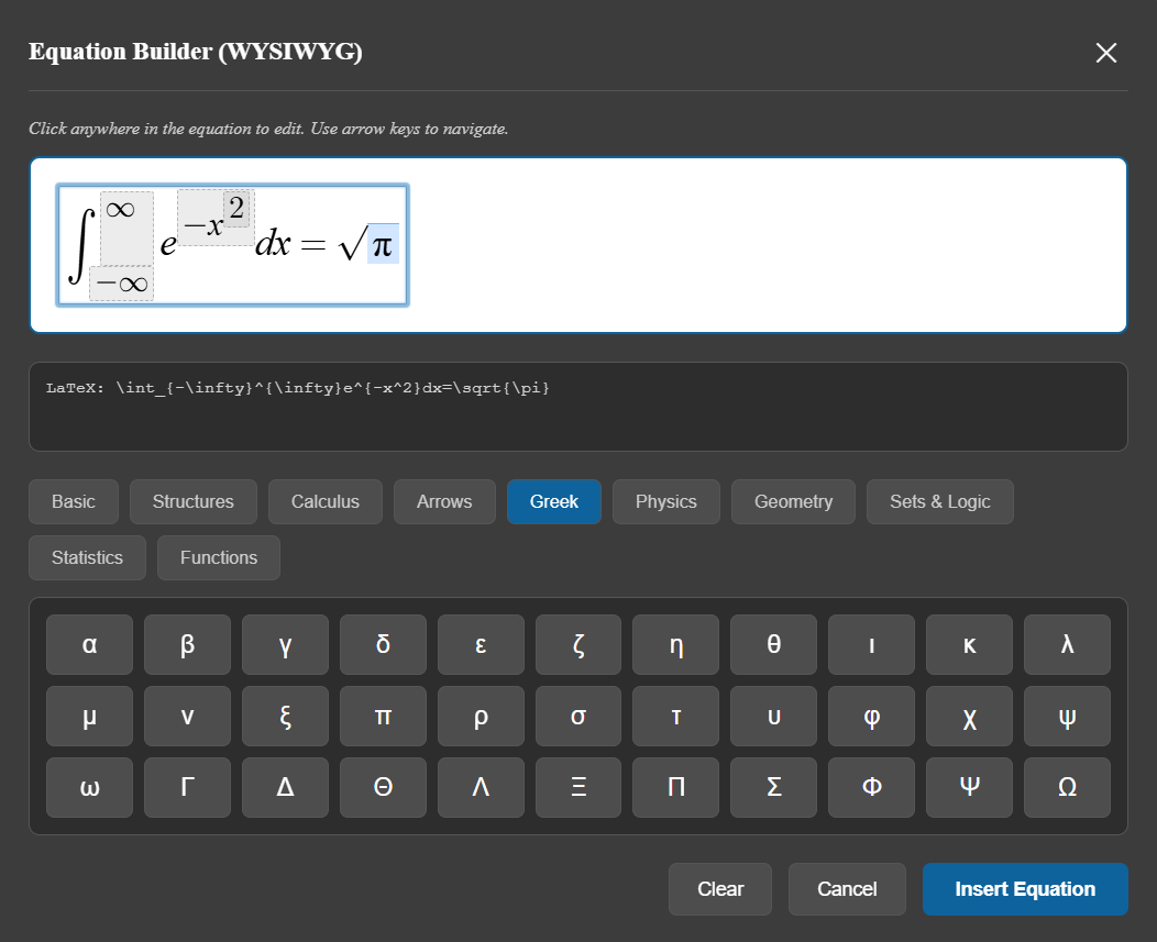 WYSIWYG Equation Editor